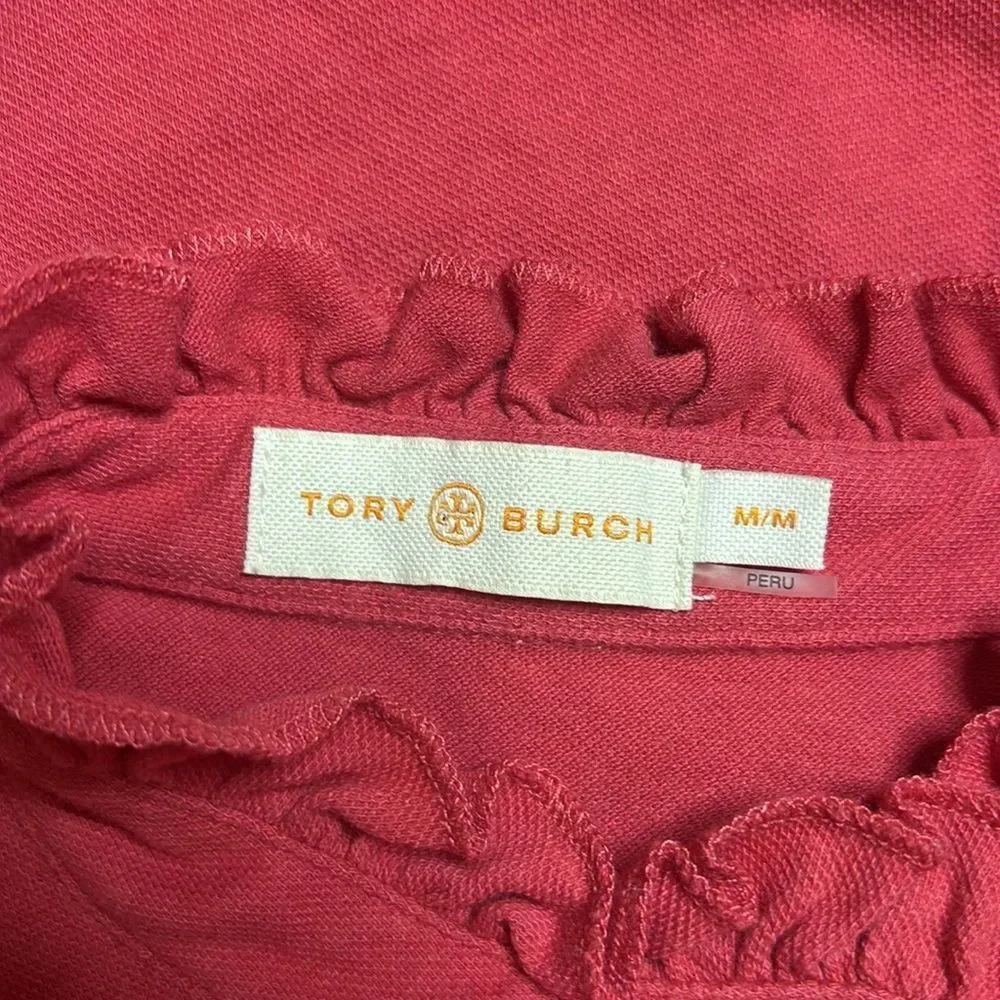 Tory Burch salmon pink Ruffled Button-Up Top, M